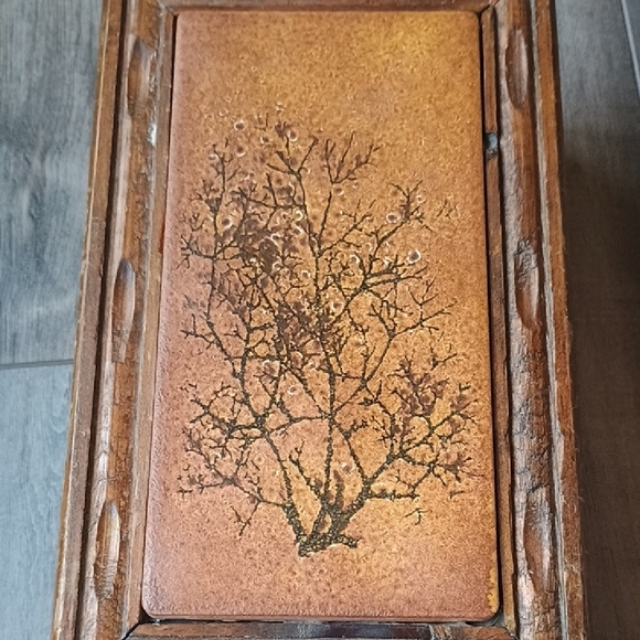 Vintage Wooden Jewelry Box with Tree Design Treasure Box - Picture 9 of 12